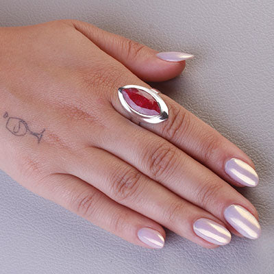 Anel de Prata com Rubi - 65595