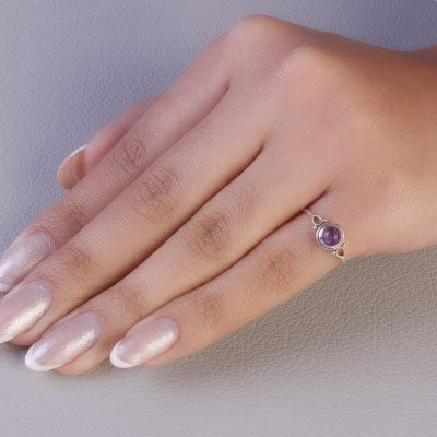 Anel de Prata com Ametista - 65599