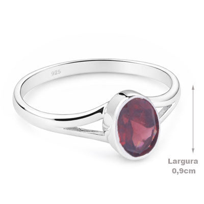 Anel de Prata com Granada - 65603