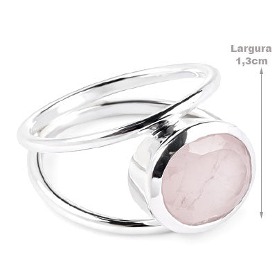 Anel de Prata com Quartzo Rosa - 65605