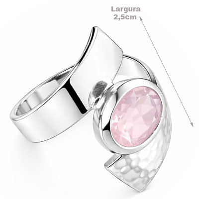 Anel de Prata com Quartzo Rosa - 65615
