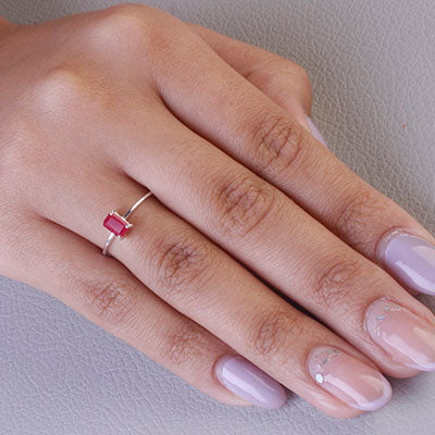 Anel de Prata com Rubi - 65621