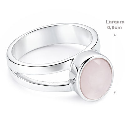 Anel de Prata com Quartzo Rosa - 65626
