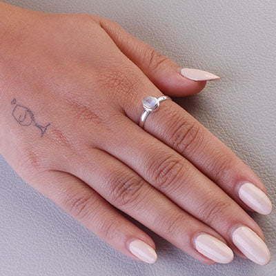 Anel de Prata com Pedra da Lua - 65630