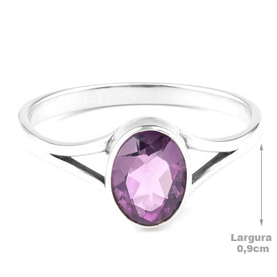 Anel de Prata com Ametista - 65631