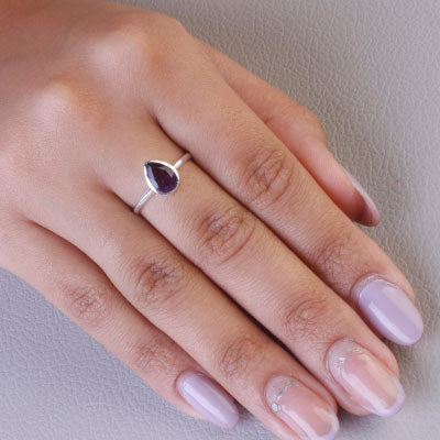 Anel de Prata com Ametista - 65634