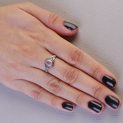 Anel de Prata com Quartzo Rosa - 65644