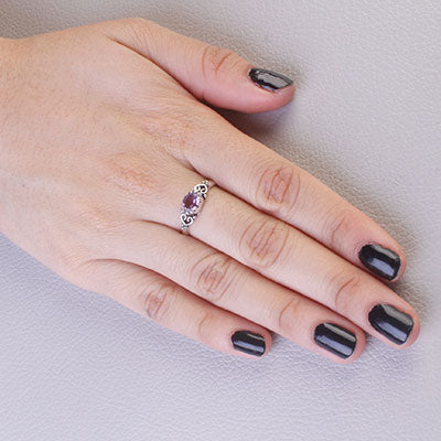 Anel de Prata com Ametista - 65647