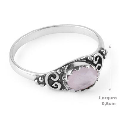 Anel de Prata com Quartzo Rosa - 65649