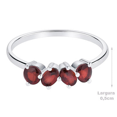 Anel de Prata com Granada - 65658