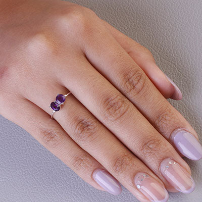 Anel de Prata com Ametista - 65666