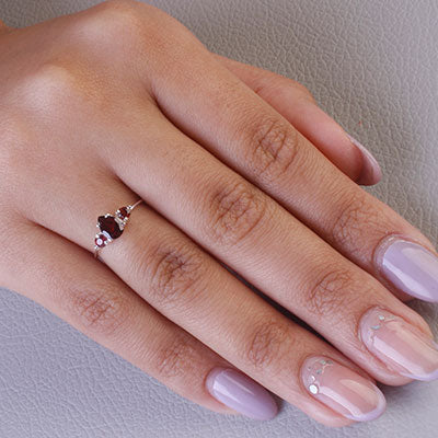 Anel de Prata com Granada - 65675