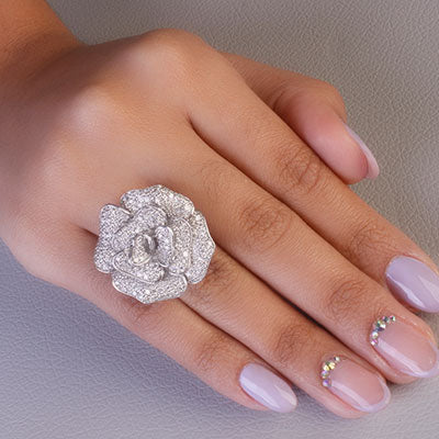 Anel de Prata Rosa - 65693