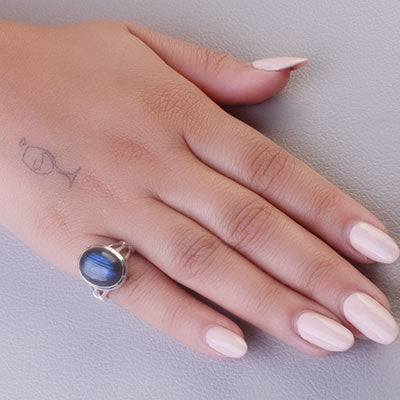 Anel de Prata com Labradorita - 65703