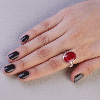 Anel de Prata com Rubi - 65704