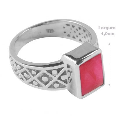 Anel de Prata com Rubi - 65709
