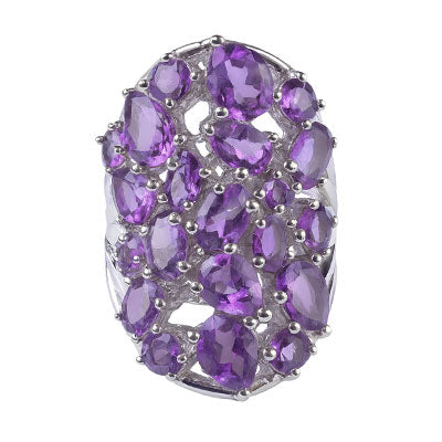 Anel de Prata com Ametista - 65715