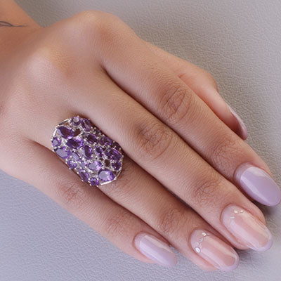 Anel de Prata com Ametista - 65715