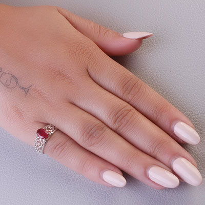 Anel de Prata com Rubi - 65718