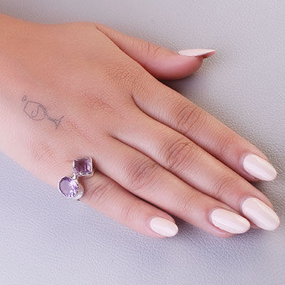 Anel de Prata com Ametista - 65723