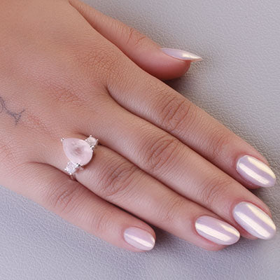 Anel de Prata com Quartzo Rosa - 65724