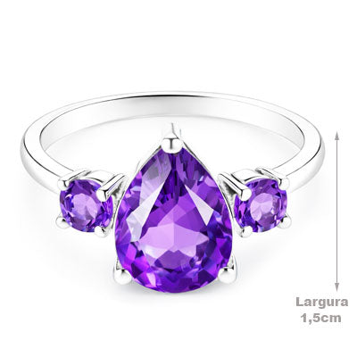 Anel de Prata com Ametista- 65725