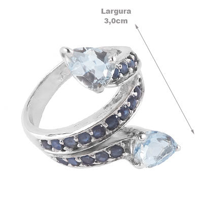 Anel de Prata com Pedras - 65732