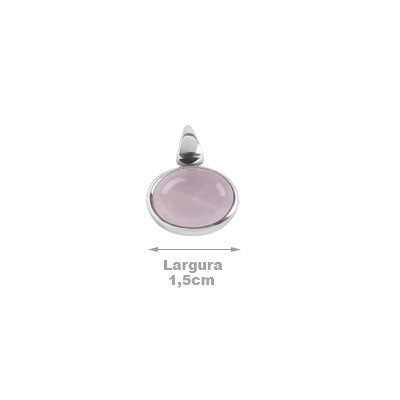 Pingente de Prata com Quartzo Rosa - 65744