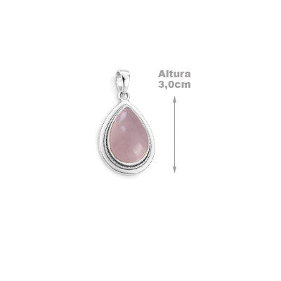 Pingente de Prata com Quartzo Rosa - 65776