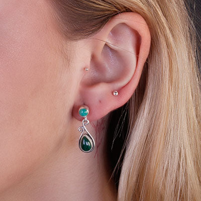 Brinco de Prata com Malaquita - 65891