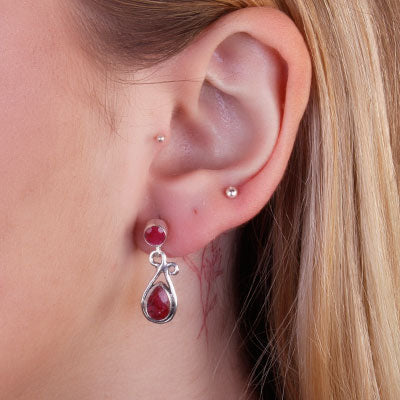 Brinco de Prata com Rubi - 65892