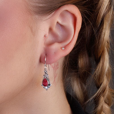 Brinco de Prata com Rubi - 65896