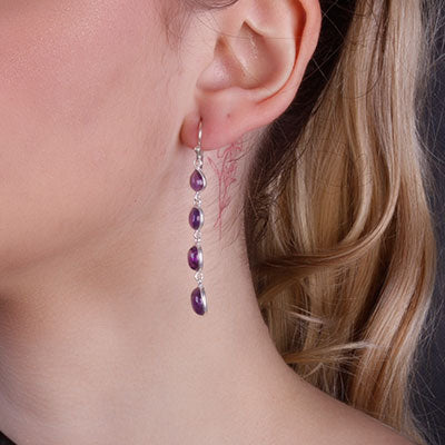 Brinco de Prata com Ametista - 65898
