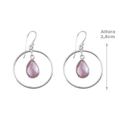 Brinco de Prata com Ametista - 65901