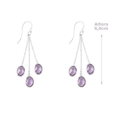 Brinco de Prata com Ametista - 65903