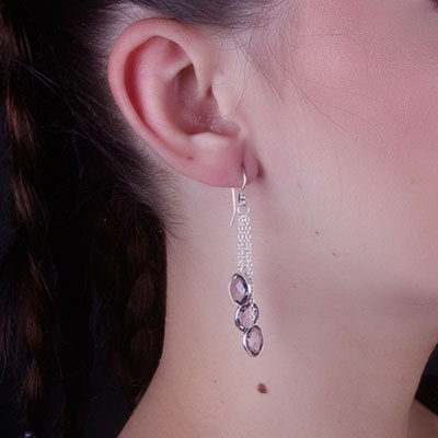 Brinco de Prata com Ametista - 65903