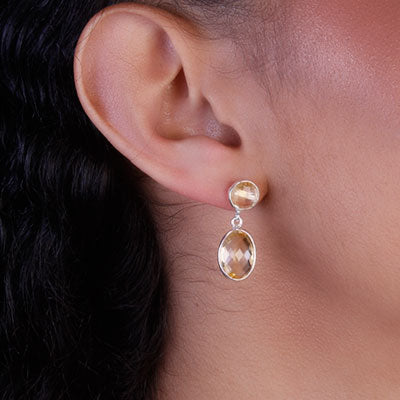 Brinco de Prata com Citrino - 65907