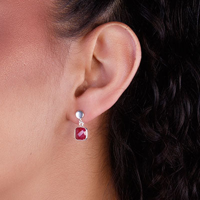 Brinco de Prata com Rubi - 65909