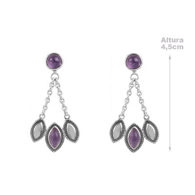 Brinco de Prata com Ametista - 65910