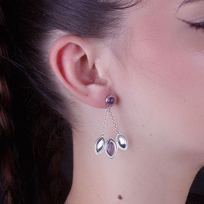 Brinco de Prata com Ametista - 65910