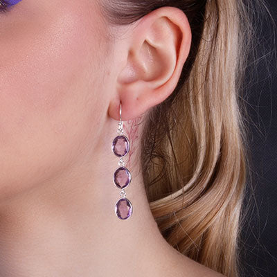 Brinco de Prata com Ametista - 65917
