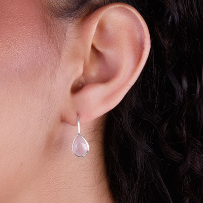 Brinco de Prata com Quartzo Rosa - 65932