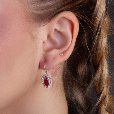 Brinco de Prata com Rubi - 65936