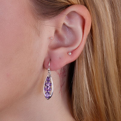 Brinco de Prata com Ametista - 65965