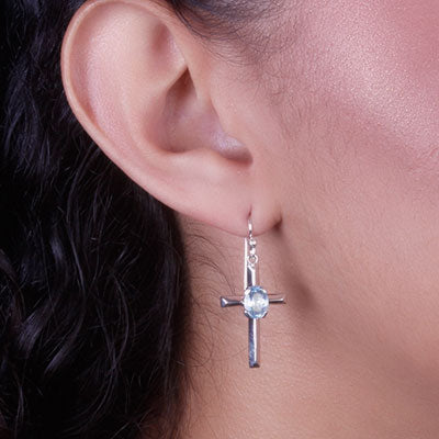 Brinco de Prata Cruz - 65968