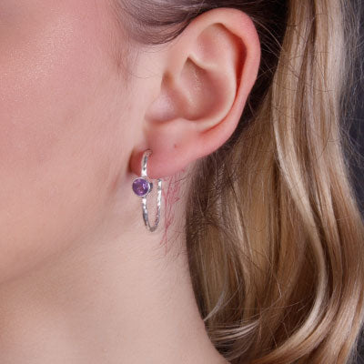 Argola de Prata com Ametista - 65991