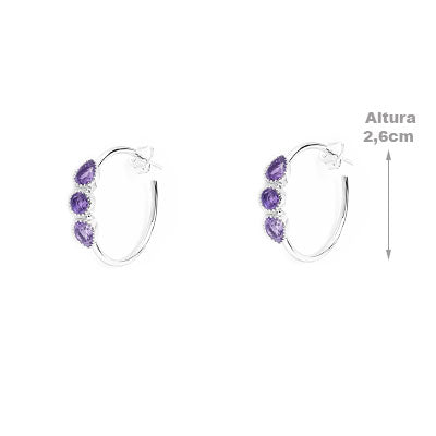 Argola de Prata com Ametista - 66001