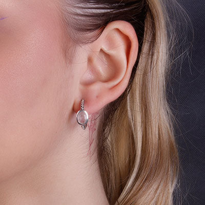 Argola de Prata com Quartzo Rosa - 66007