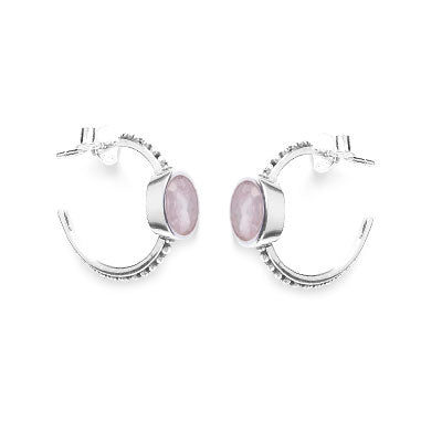 Argola de Prata com Quartzo Rosa - 66007