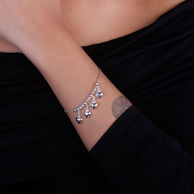 Pulseira de Prata com Pingentes - 66116